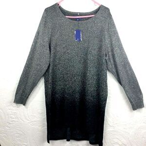 Apt. 9 Gray Black Ombré Sparkle Sweater- NEW